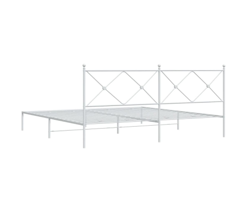 Estructura cama sin colchón con cabecero metal blanco 200x200cm