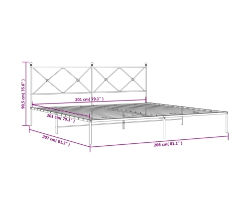 Estructura cama sin colchón con cabecero metal blanco 200x200cm
