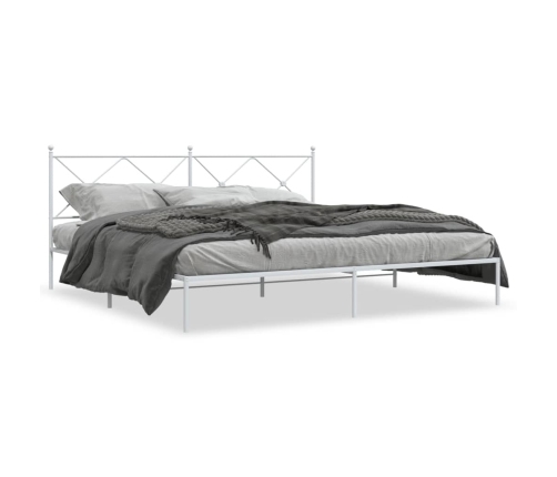Estructura cama sin colchón con cabecero metal blanco 200x200cm