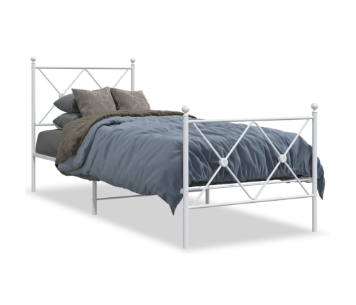 Estructura cama sin colchón con estribo metal blanco 75x190 cm