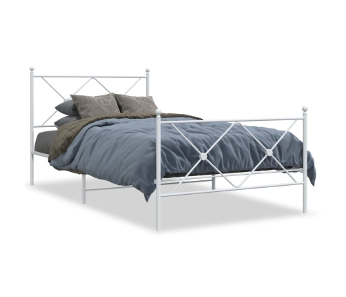 Estructura cama sin colchón con estribo metal blanco 100x200 cm