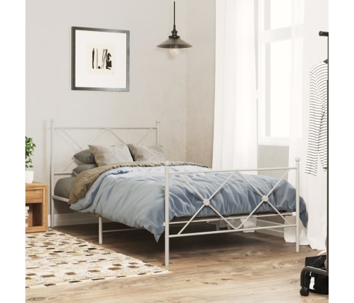 Estructura cama sin colchón con estribo metal blanco 107x203 cm