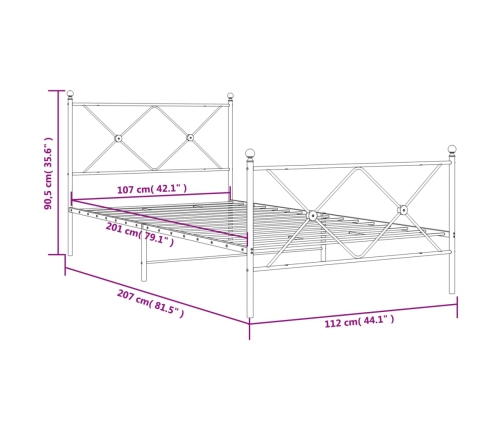 Estructura cama sin colchón con estribo metal blanco 107x203 cm