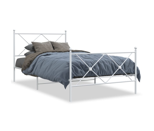 Estructura cama sin colchón con estribo metal blanco 107x203 cm