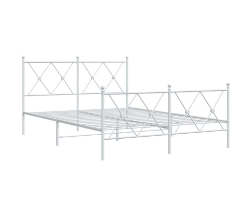 Estructura cama con cabecero y estribo metal blanco 137x190 cm