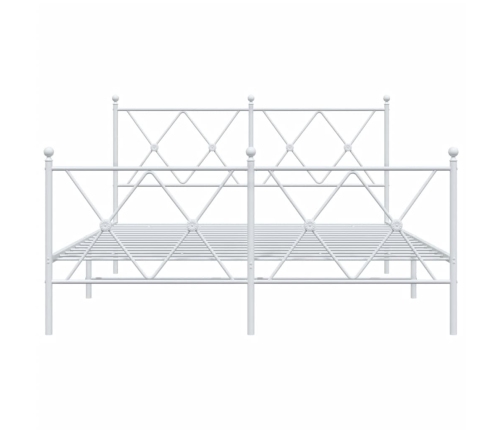 Estructura cama con cabecero y estribo metal blanco 137x190 cm