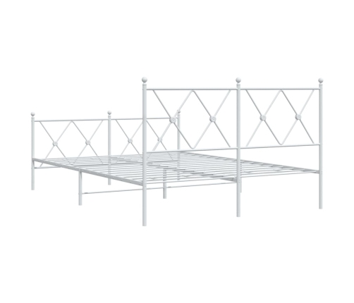 Estructura cama con cabecero y estribo metal blanco 137x190 cm