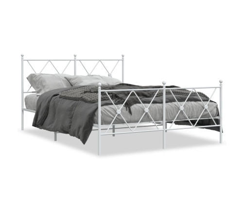 Estructura cama con cabecero y estribo metal blanco 137x190 cm