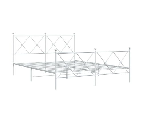 vidaXL Estructura cama metal con cabecero y estribo blanco 150x200 cm