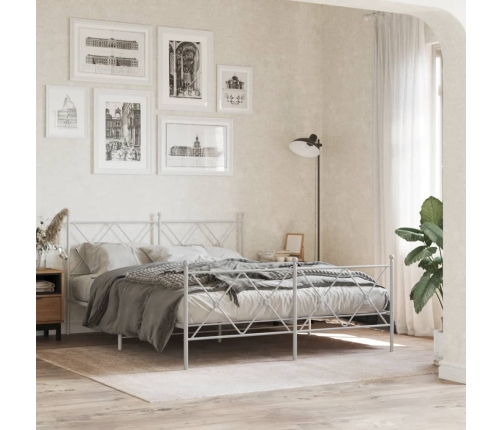 vidaXL Estructura cama metal con cabecero y estribo blanco 150x200 cm