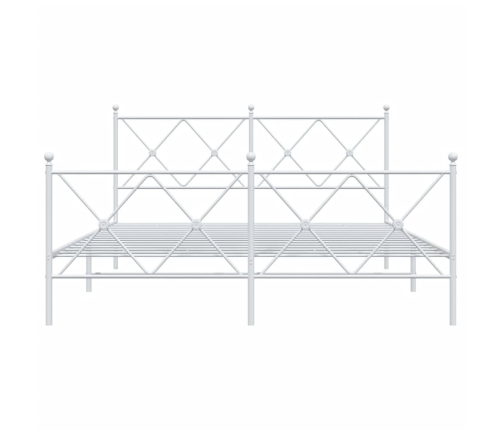 vidaXL Estructura cama metal con cabecero y estribo blanco 150x200 cm