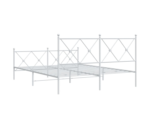 vidaXL Estructura cama metal con cabecero y estribo blanco 150x200 cm