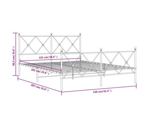 vidaXL Estructura cama metal con cabecero y estribo blanco 150x200 cm