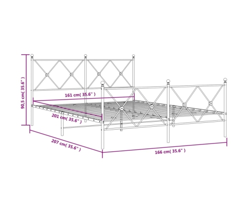 Estructura cama sin colchón con estribo metal blanco 160x200 cm