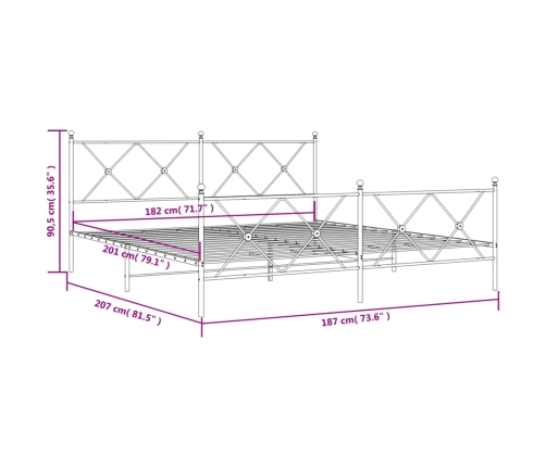 Estructura cama sin colchón con estribo metal blanco 180x200 cm