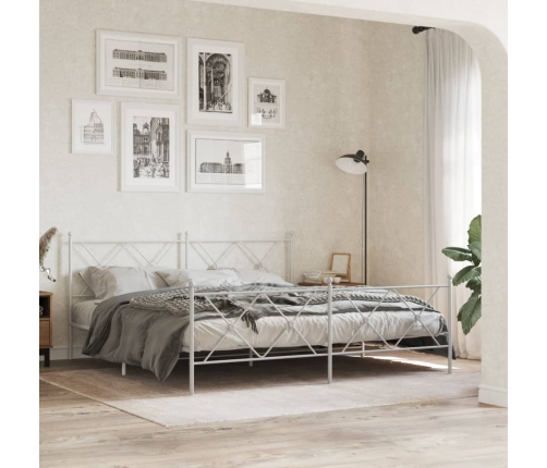 Estructura cama sin colchón con estribo metal blanco 183x213 cm