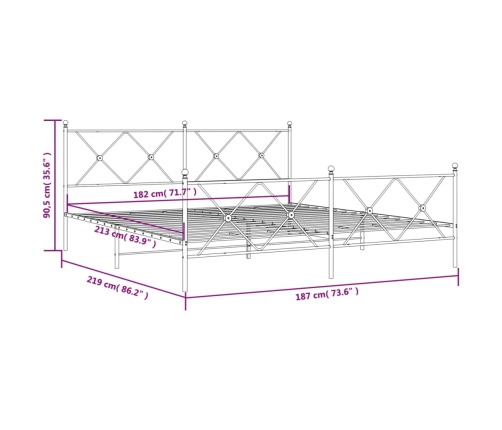 Estructura cama sin colchón con estribo metal blanco 183x213 cm