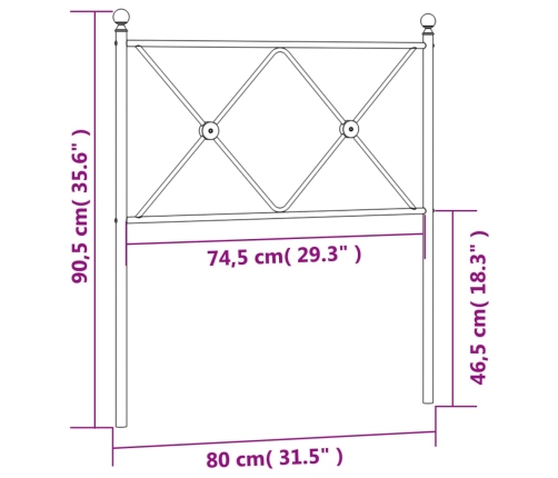 Cabecero de metal blanco 75 cm