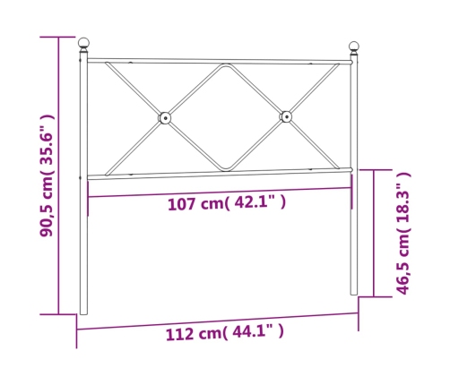 Cabecero de metal blanco 107 cm