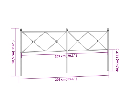 Cabecero de metal blanco 200 cm