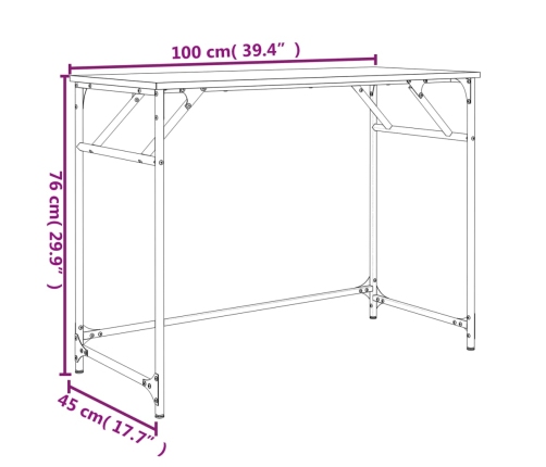 Escritorio de madera de ingeniería y acero negro 100x45x76 cm