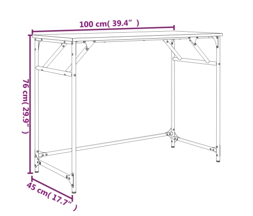 Escritorio madera ingeniería y acero Sonoma gris 100x45x76 cm