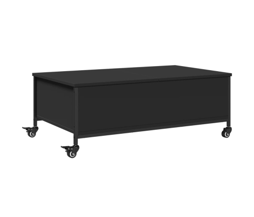 vidaXL Mesa de centro con ruedas madera ingeniería negro 91x55x34 cm