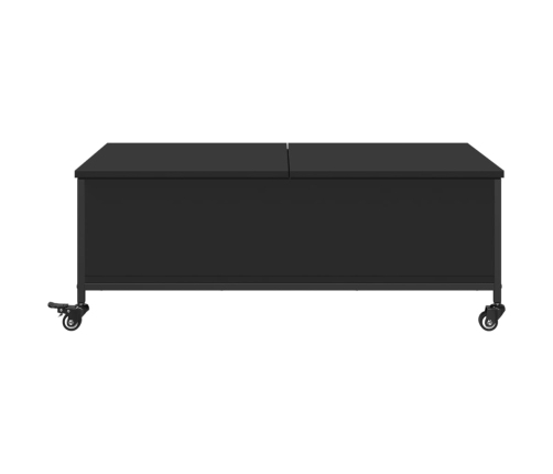 vidaXL Mesa de centro con ruedas madera ingeniería negro 91x55x34 cm