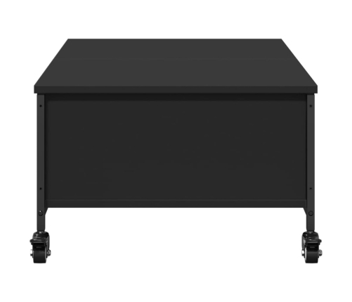 vidaXL Mesa de centro con ruedas madera ingeniería negro 91x55x34 cm