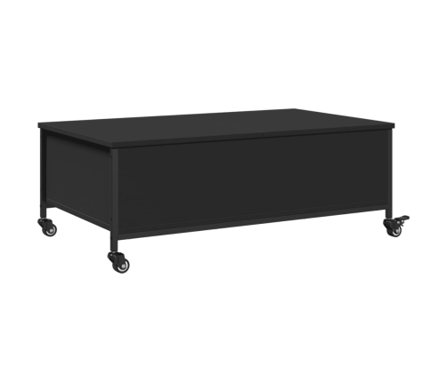 vidaXL Mesa de centro con ruedas madera ingeniería negro 91x55x34 cm