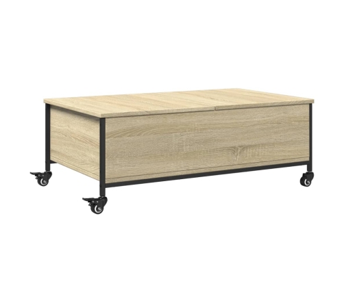 Mesa de centro con ruedas madera ingeniería Sonoma 91x55x34 cm