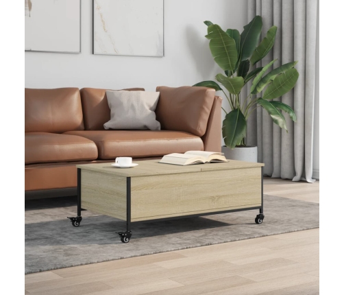 Mesa de centro con ruedas madera ingeniería Sonoma 91x55x34 cm