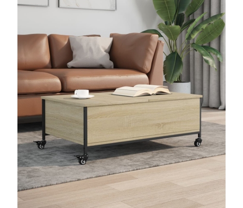 Mesa de centro con ruedas madera ingeniería Sonoma 91x55x34 cm