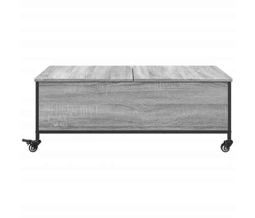 Mesa de centro con ruedas madera ingeniería gris 91x55x34 cm