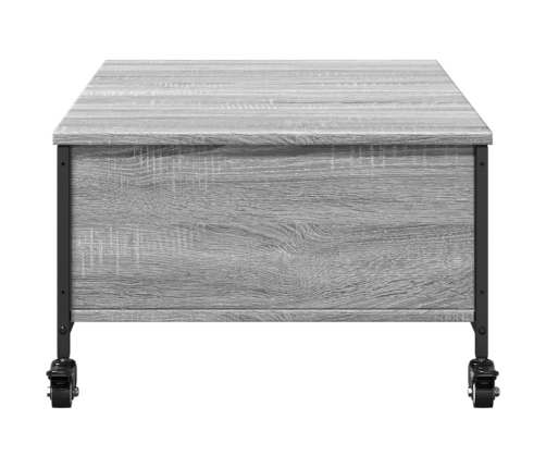 Mesa de centro con ruedas madera ingeniería gris 91x55x34 cm