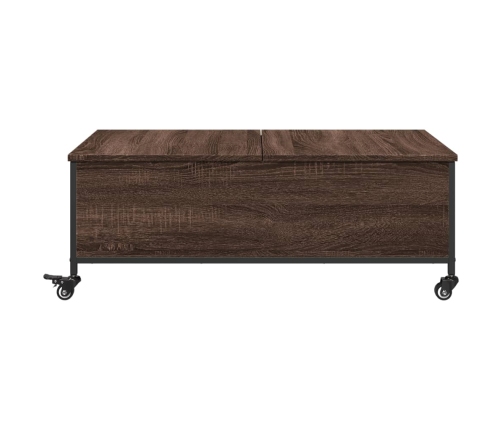 Mesa de centro con ruedas madera ingeniería marrón 91x55x34 cm