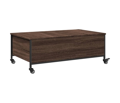 Mesa de centro con ruedas madera ingeniería marrón 91x55x34 cm