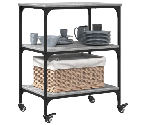 Carrito de cocina madera de ingeniería gris Sonoma 60x41x76 cm