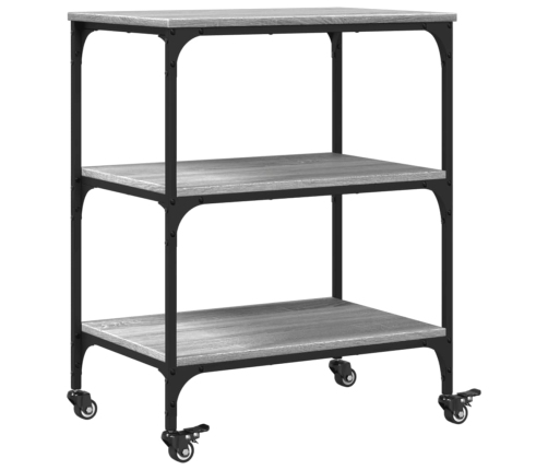 Carrito de cocina madera de ingeniería gris Sonoma 60x41x76 cm