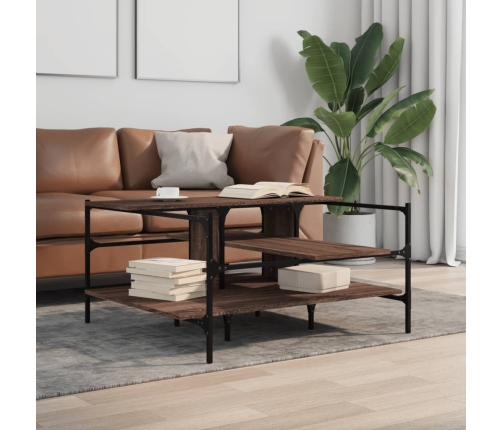 Mesa de centro madera ingeniería roble marrón 100x100x48,5 cm