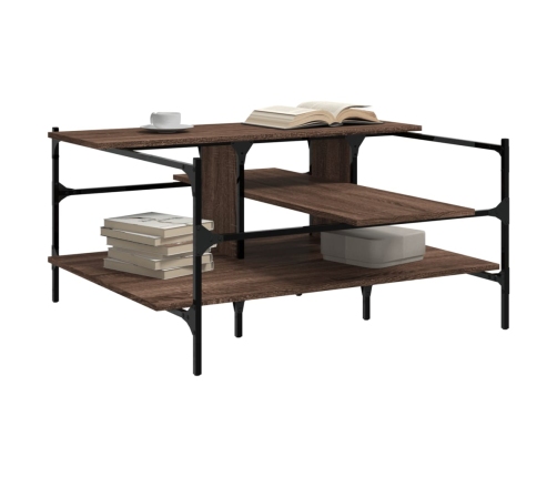 Mesa de centro madera ingeniería roble marrón 100x100x48,5 cm