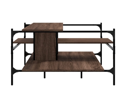 Mesa de centro madera ingeniería roble marrón 100x100x48,5 cm