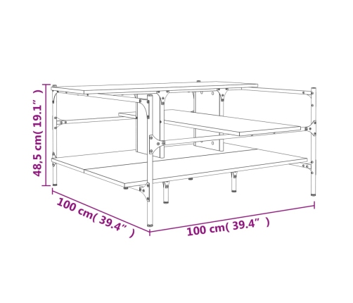 Mesa de centro madera ingeniería roble marrón 100x100x48,5 cm