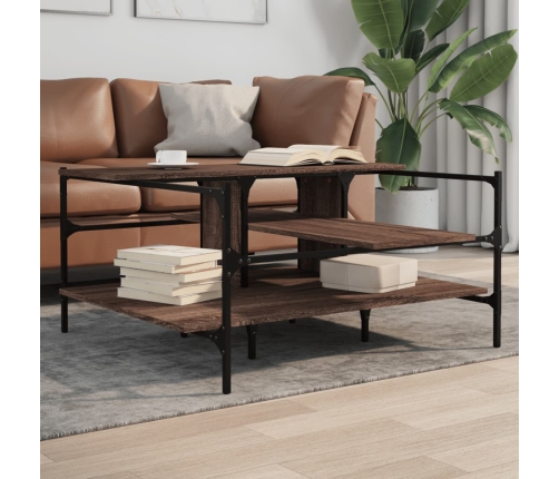Mesa de centro madera ingeniería roble marrón 100x100x48,5 cm