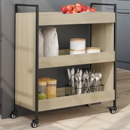 Carrito de cocina madera de ingeniería roble Sonoma 70x30x82 cm