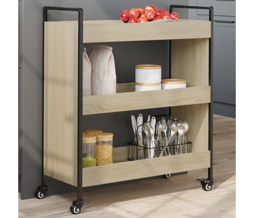 Carrito de cocina madera de ingeniería roble Sonoma 70x30x82 cm