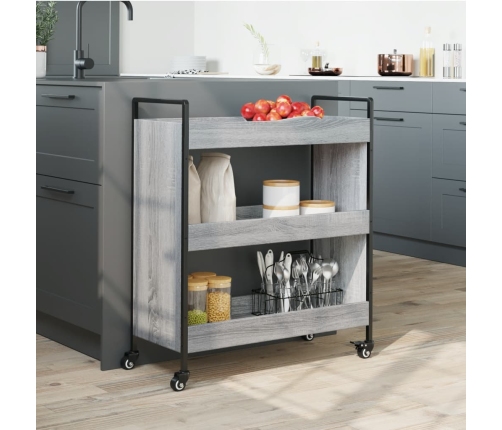 Carrito de cocina madera de ingeniería gris Sonoma 70x30x82 cm