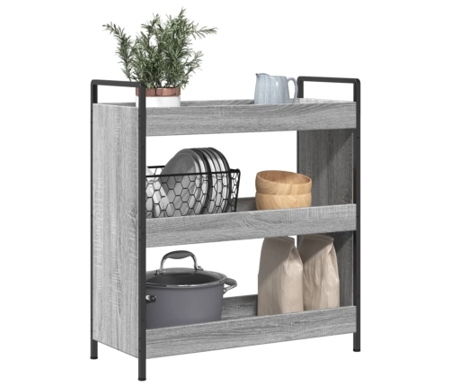 Carrito de cocina madera de ingeniería gris Sonoma 70x30x82 cm