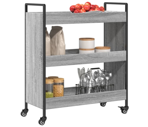 Carrito de cocina madera de ingeniería gris Sonoma 70x30x82 cm