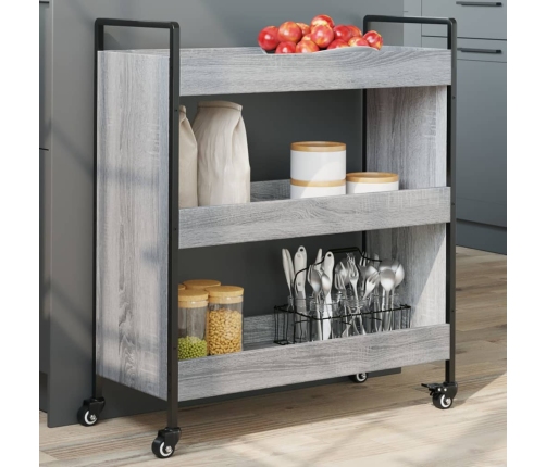 Carrito de cocina madera de ingeniería gris Sonoma 70x30x82 cm